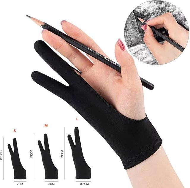VORTNGLE Zwei-Finger Zeichnungshandschuhe Anti-Touch und Anti-Fouling für iPad und kapazitive Digital Boards in Schwarz - Bild 1