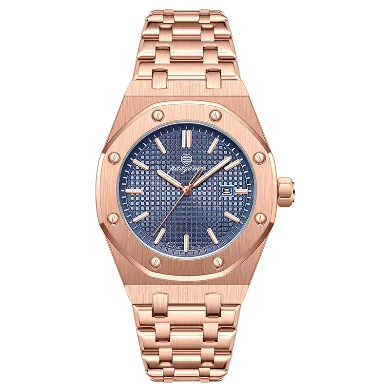 PAAZOMU Armbanduhr Quarz, Edelstahl, blaues Zifferblatt, Datum, Herren - Bild 6