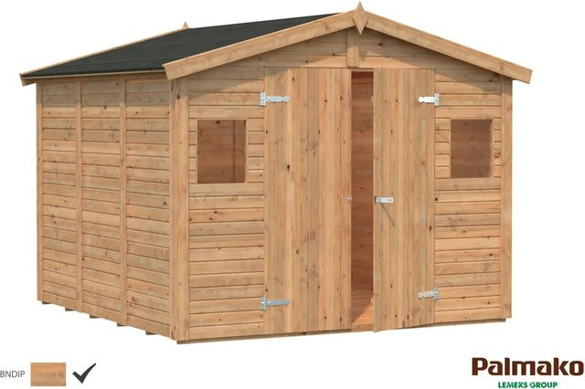 Palmako Dan Holz-Gartenhaus aus Fichtenholz in Braun mit Satteldach und Boden B/H/T: 295 x 220 x 280 cm - Bild 1