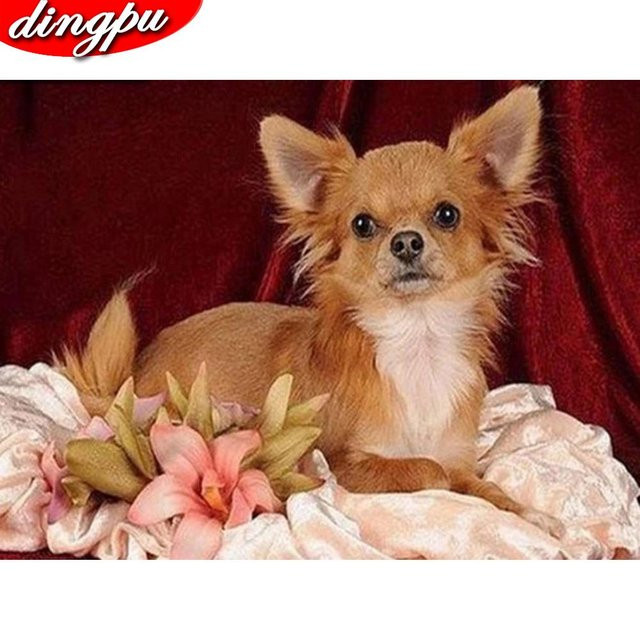 Diamant-Malerei Hund Motiv als Kreuzstich Kit von FIYO in Braun, Breite: 30 cm, Höhe: 20 cm - Bild 1