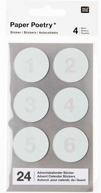 Rico Design Paper Poetry Adventskalender Sticker Zahlen 1-24 in Mint - Bild 1
