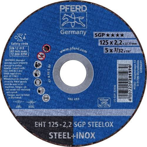 PFERD Trennscheibe EHT 125-2,2 SGP STEELOX gerade für Stahl und Edelstahl, 25 Stück, Blau, Durchmesser: 125 mm - Bild 1
