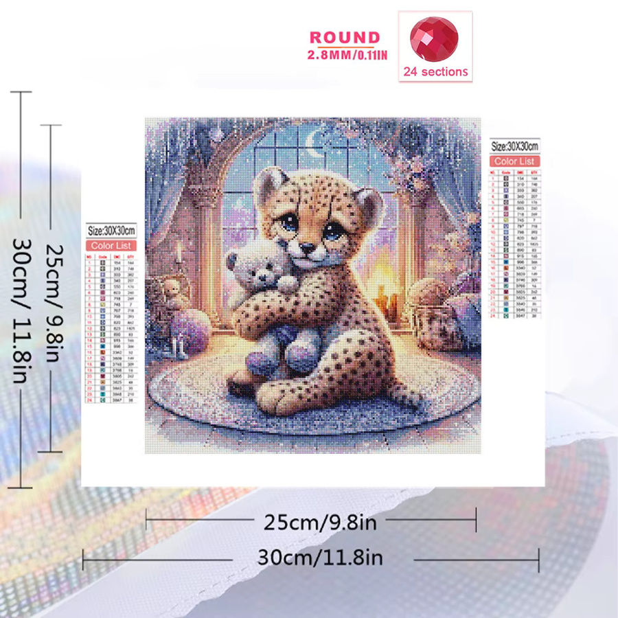 Evershine DIY Diamantmosaik Set Leopard Tier mit Rundsteinen in Multicolour, Malset für Kreuzstich und Handarbeiten - Bild 2
