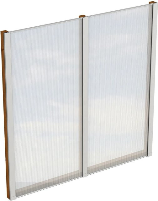 Skan Holz Seitenwand aus Holz mit semi-transparenten Polycarbonatplatten, Farbe: Nussbaum, B: 120 cm, H: 200 cm, T: 64 cm - Bild 1
