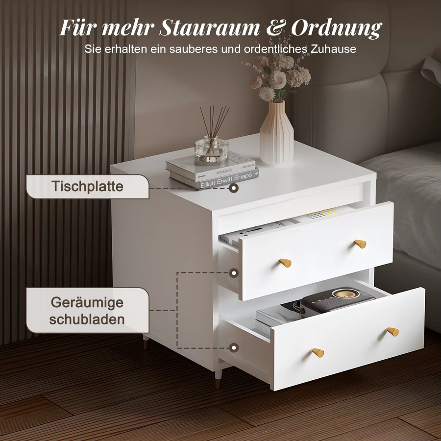 Hiazurm 2-Kommoden-Set in Weiß für Schlafzimmer und Wohnzimmer - Bild 4