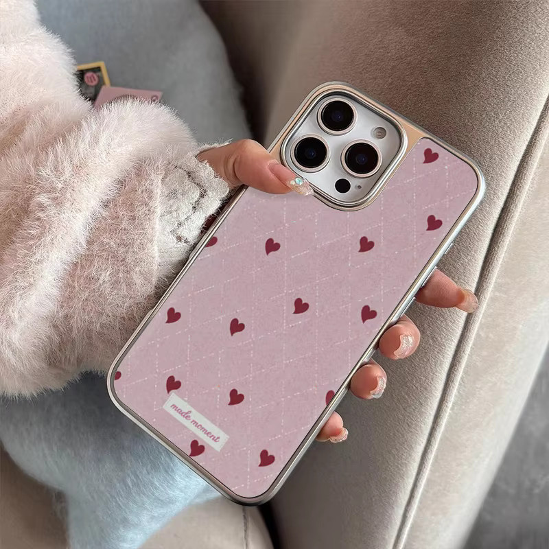DecoPhone Handyhülle mit mattiertem Diamant-Herzmuster in Pink für iPhone 11 bis iPhone 17 Pro Max, AIR PLUS, Sturzsicher - Bild 4