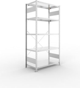 META Steckregal CLIP 230 verzinkt mit 5 Böden, Farbe: Silber, B/T/H: 200 x 100 x 50 cm - Bild 1