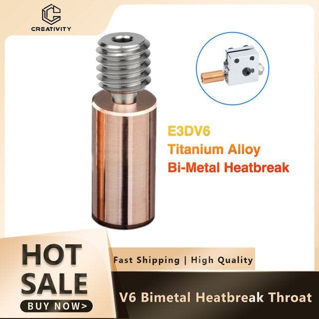 Kreativität Bimetall Heatbreak aus Titanlegierung mit Kupferbeschichtung für V6 Throat 1,75 mm, kompatibel mit Sidewinder X1 X2 und Genius Hotend - Bild 1