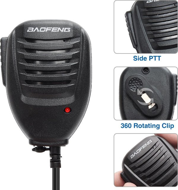 Baofeng Mikrofon mit Lautsprecher und PTT-Taste für Walkie Talkie DM-1701 UV-18 Pro UV5RH QuanSheng UV-K5 UV-K6 UV-5RPLUS in Schwarz - Bild 1