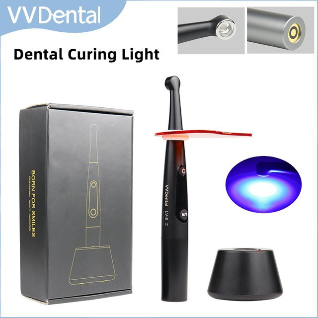 VVDental Schnurloses LED-Härtungslicht in Schwarz, Photopolymerisator mit 2200 mW/cm2, 2 Modi und breitem Spektrum (455–465 nm) für die Zahnmedizin - Bild 1