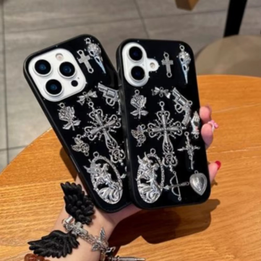 Personalisierbare Handyhülle im dunklen Kreuzpistolen-Design für Apple iPhone 11 bis iPhone 17 Pro Max - Bild 4