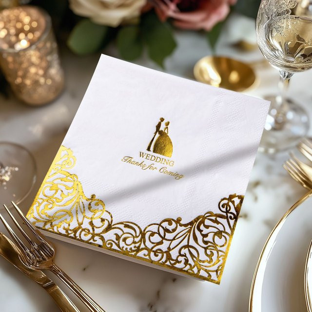 Servietten für Hochzeit und Party als Cocktail- und Getränkeservietten in Weiß und Silber, 50 oder 100 Stück - Bild 1