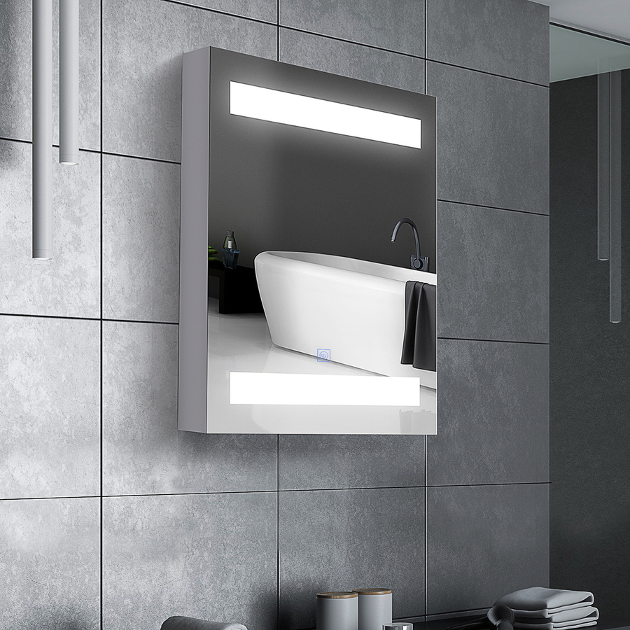 HOMCOM LED Spiegelschrank in Weiß mit Touch-Schalter und Soft-Close-Funktion, B/H/T: 50 x 60 x 15 cm - Bild 2