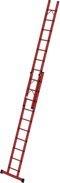 PROREGAL Sprossen-Schiebeleiter 2-teilig aus GFK mit Standard-Traverse, Farbe Rot, 2 x 10 Sprossen - Bild 1