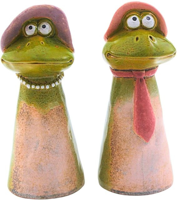 Dekohelden24 Keramik Zaunstecker Froschpaar als 2er Set, Farbe Grün, B/T/H: 9 x 9 x 21 cm pro Figur - Bild 1