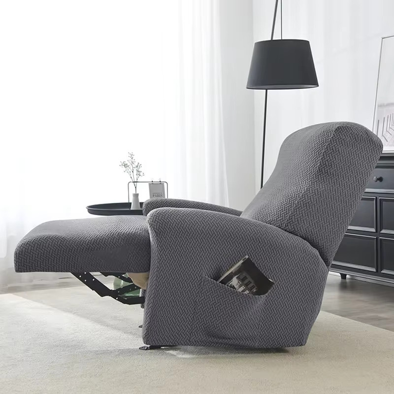 WANERQU Jacquard-Stretch-Sesselbezug für Liegestühle, elastischer und rutschfester Schonbezug in Beige oder Grau - Bild 3