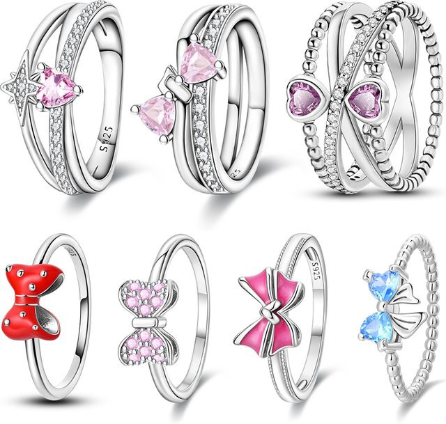Sweety Damen-Ring 925 Silber, rosa Schleife, Kristall - Bild 1