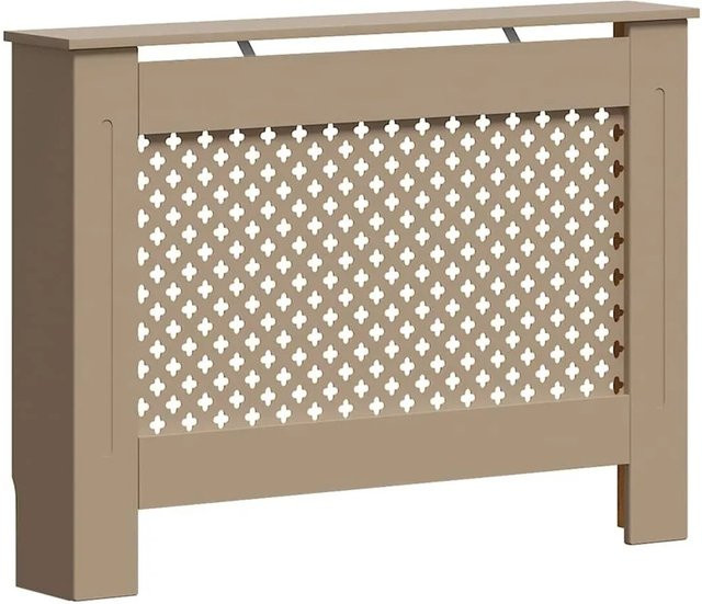 vidaXL Heizkörperverkleidung aus MDF in Braun mit Wabenmuster und modernem Latten-Design, B/T/H: 112 x 19 x 81,5 cm - Bild 1