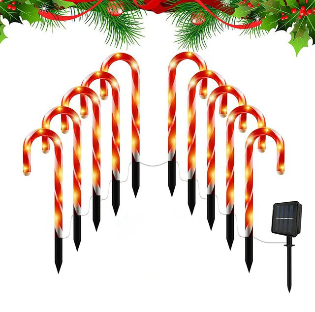 Wasserdichte LED Solar Zuckerstange als dekorative Weihnachtsdekoration für Garten und Außenbereich in Rot und Schwarz - Bild 1