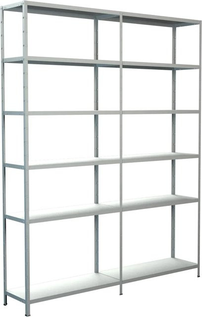 Schulte Regalwelt Steck-Grundregal aus Metall in Weiß, H 230 cm x B 180 cm x T 35 cm - Bild 1