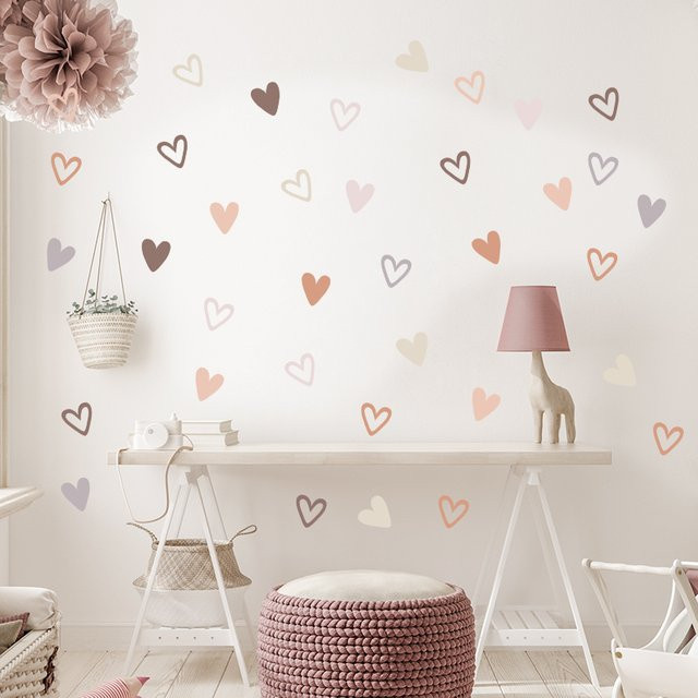 36 Stück herzförmige Wandaufkleber im Boho-Stil von BRUP zur Dekoration von Wohnzimmer, Schlafzimmer und Kinderzimmer - Bild 1