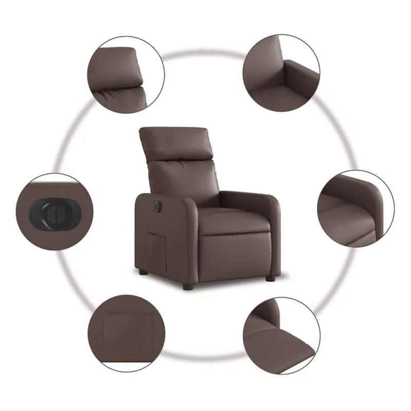 Vidaxl Elektrischer Relaxsessel in Braun mit Kunstlederbezug im modernen Design - Bild 6