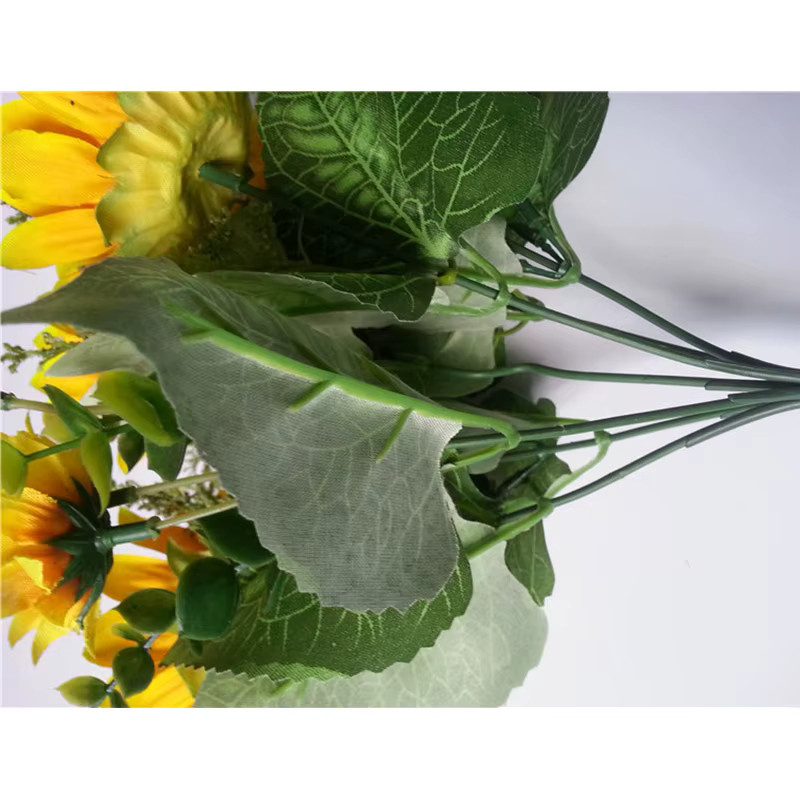 Kahaul Sonnenblumen Kunstblumen aus Seide in Gelb, 7-Zweig Strauß mit 13 Blütenköpfen für Dekoration in Zuhause, Büro oder bei Hochzeiten - Bild 4