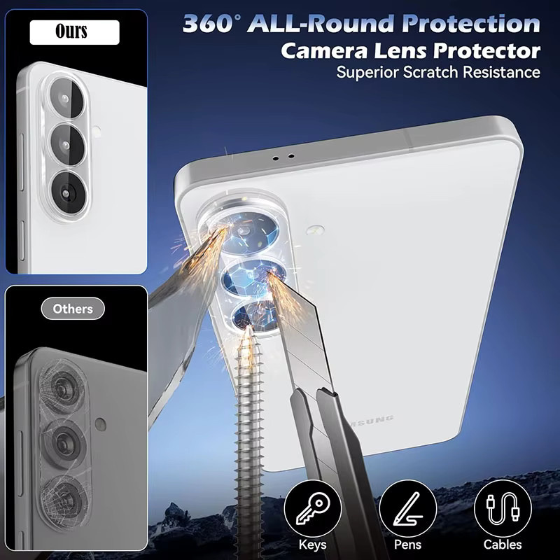 3-teiliger transparenter 3D-Objektivschutz aus gehärtetem Glas für die Rückkamera deines Samsung Galaxy S26 Plus - Bild 3