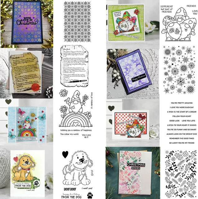 Transparente Stempel mit Weihnachts-Motiven, Zwergen und Schriftzügen für Scrapbooking und DIY-Bastelprojekte - Bild 1