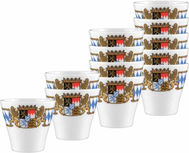 Seltmann Weiden Stamper Compact Bayern Porzellan Schnapsgläser Weiß 12er Set mit 50 ml Füllmenge - Bild 1
