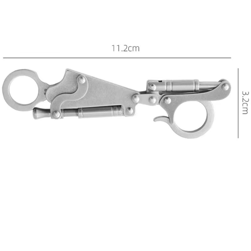 Outdoor EDC Teleskop Schlüsselbund aus Stahl in Silber mit Anti-Verlust-Funktion und Schneidwerkzeug - Bild 3