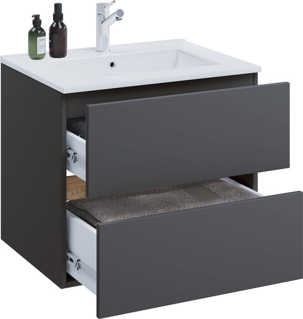 VCM Waschtisch-Set Cosila-I mit Keramikbecken und Badschrank mit 2 Softclose-Schubladen, H x B x T: 51 x 61 x 47 cm - Bild 1