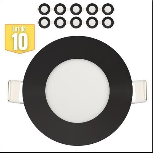 10er-Set Horoz Electric LED-Paneele in Schwarz, Rund, Einbauleuchten mit 3W und 4200K Cool White - Bild 1