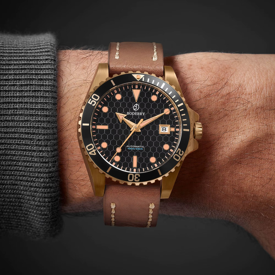 BODERRY Armbanduhr Automatik, Bronze, 40 mm, Herren, Saphirglas, 10 ATM - Bild 2