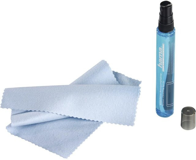 Hama Bildschirmreiniger Spray mit Reinigungstuch in Blau, 15 ml für TV und Büro - Bild 1