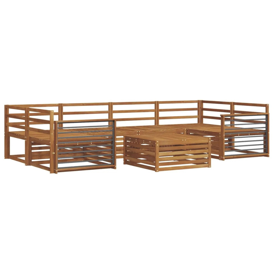 vidaXL Outdoor-Sofagarnitur 7-teilig aus Akazienholz in Natur mit braunen Polstern - Bild 2