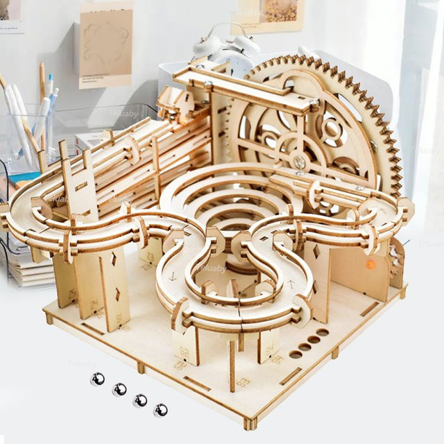 Chriyungel 3D-Holzpuzzle Marmor-Lauf-Set, Modellbausatz, Holz - Bild 1