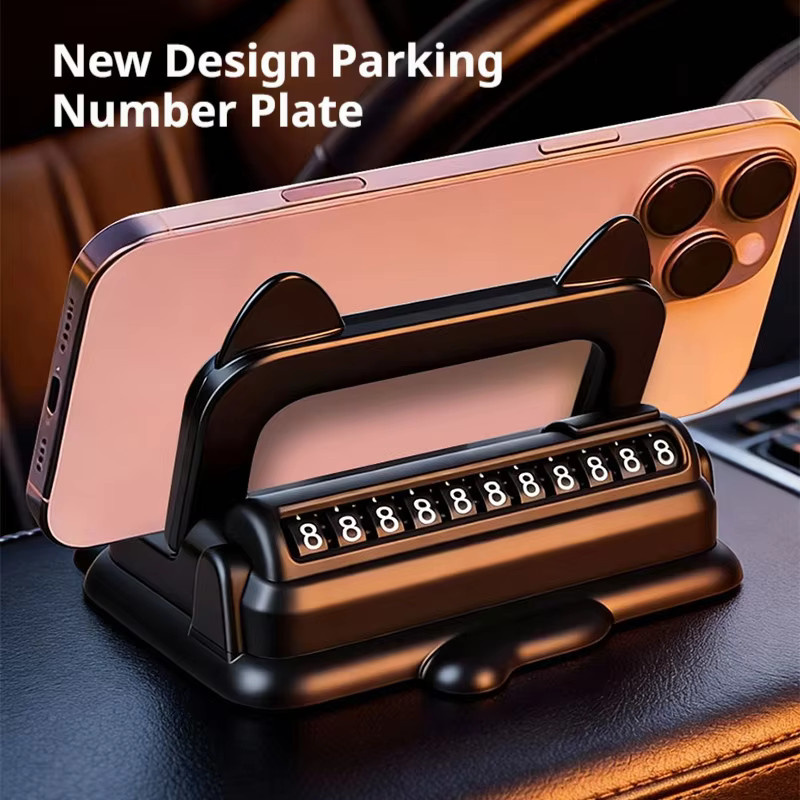 SEAMETAL Universeller 2-in-1 Auto-Handyhalter mit drehbarer GPS-Navigationshalterung und temporärem Parknummernschild in Schwarz - Bild 4
