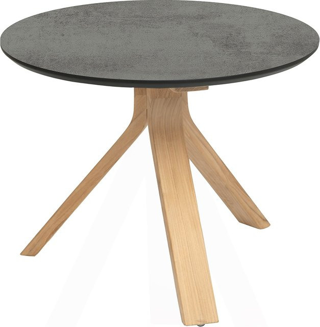 Stern Beistelltisch Freddie mit Teak Tischplatte und Silverstar 2.0 Zementgestell in Grau, Durchmesser: 55 cm - Bild 1