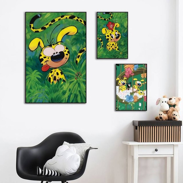 Potdemiel Marsupilami Poster-Aufkleber Motiv Tiere Mehrfarbig Rechteckig - Bild 1