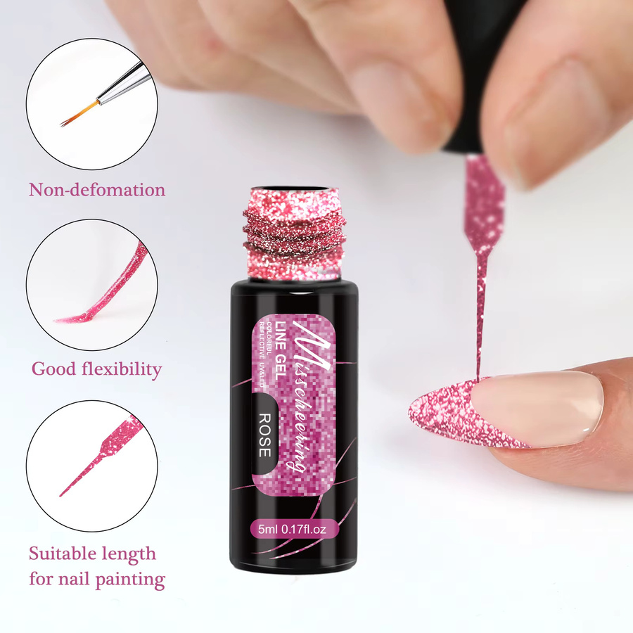 Misscheering Nagellack-Set, Glitzer-Linien-Gel, 3 Stk, Schimmernd - Bild 3