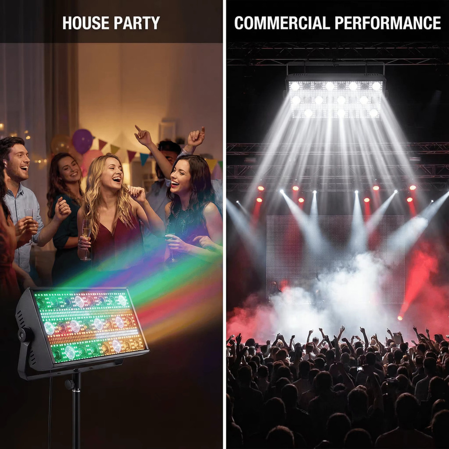 HYULIGHTS 4er-Set 300W LED Beam & Strobe Licht RGBW 4in1 Warmweiß Schwarz für DJ Disco Party Show - Bild 3