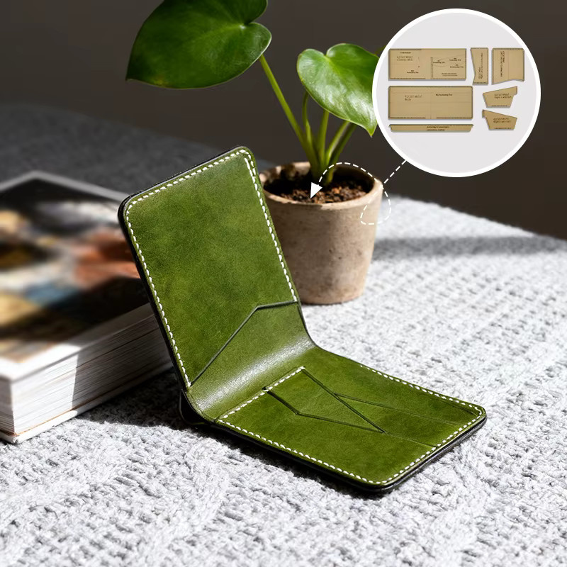 YOMDID 7er Set Kraftpapier Vorlagen für handgefertigte kurze faltbare Brieftaschen in Beige - Bild 3