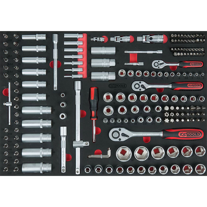 KS Tools Steckschlüssel-Satz 195-teilig in 1/4 Zoll, 3/8 Zoll und 1/2 Zoll mit Systemeinlage - Bild 2