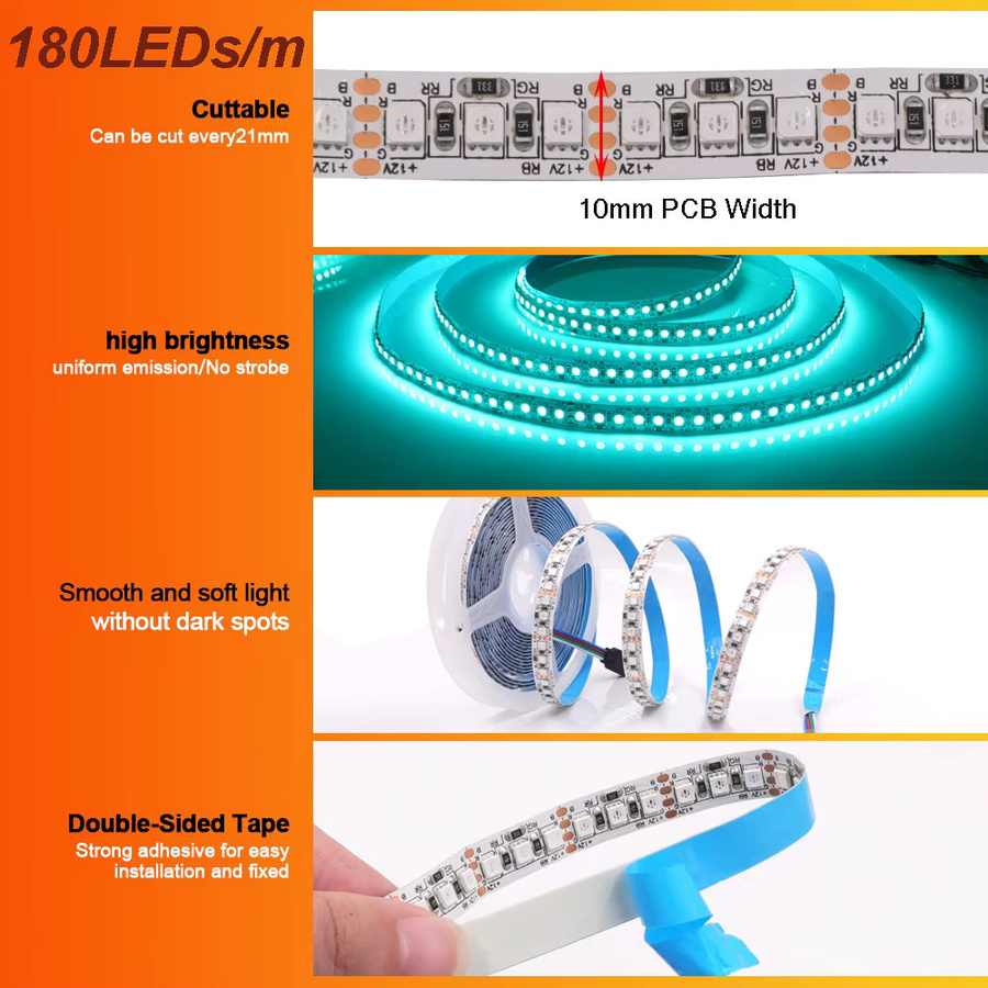 HEGEHE RGB-LED-Streifenlicht Multicolour, 12 V, SMD, IP67 wasserdicht, flexibles LED-Band für die Raumdekoration - Bild 4