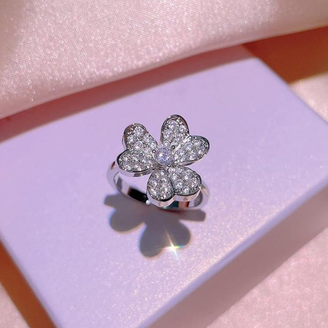 YIRAN Jewelry Kleeblatt-Ohrringe, Diamant, Zirkonia, Silber, Unisex - Bild 1
