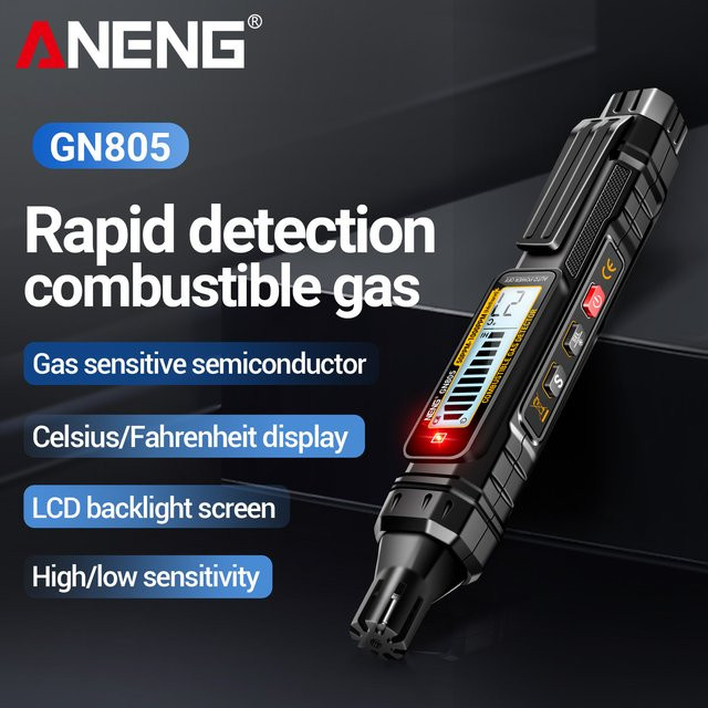 ANENG GN805 Tragbarer Gasdetektor in Schwarz mit Ton- und Lichtalarm und einstellbarer Empfindlichkeit für Auto und Zuhause - Bild 1
