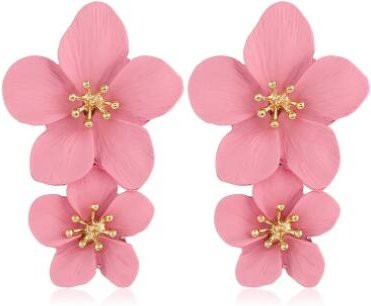 Rui Di Blumen-Tropfenohrringe, Zinklegierung, Damen, Marineblau, Rosa - Bild 1