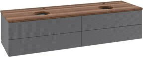 V&B Antao Waschtischunterschrank mit Frontstruktur und Beleuchtung, Anthrazit lackiert, B: 160 cm, T: 50 cm - Bild 1
