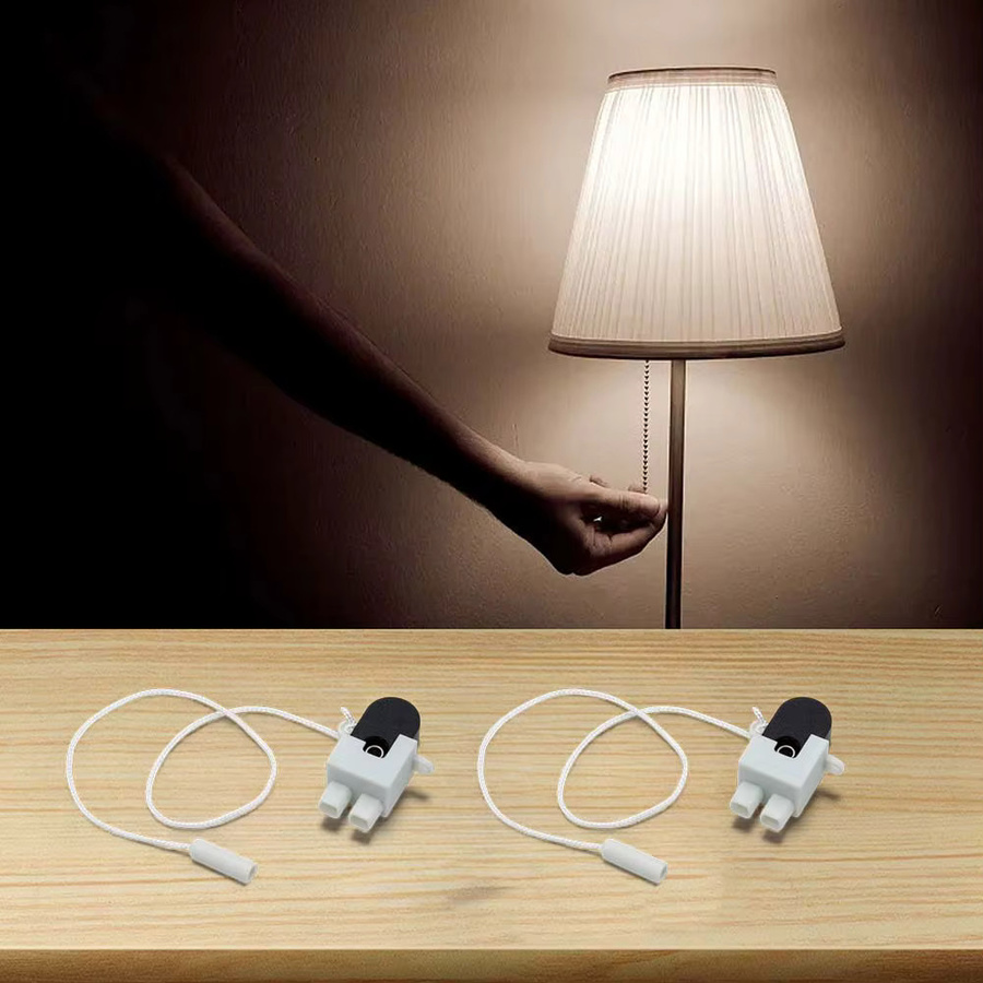 Weißer Zugschalter mit drehbarem Zugkabel aus Kunststoff für Tisch-, Boden- und Wandleuchten - Bild 2